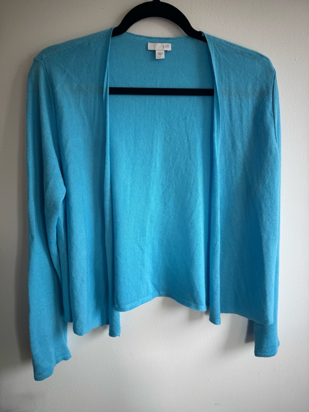 J Jill Blue Linen Blend Sweater Lightweight Sheer Long Sleeve Small